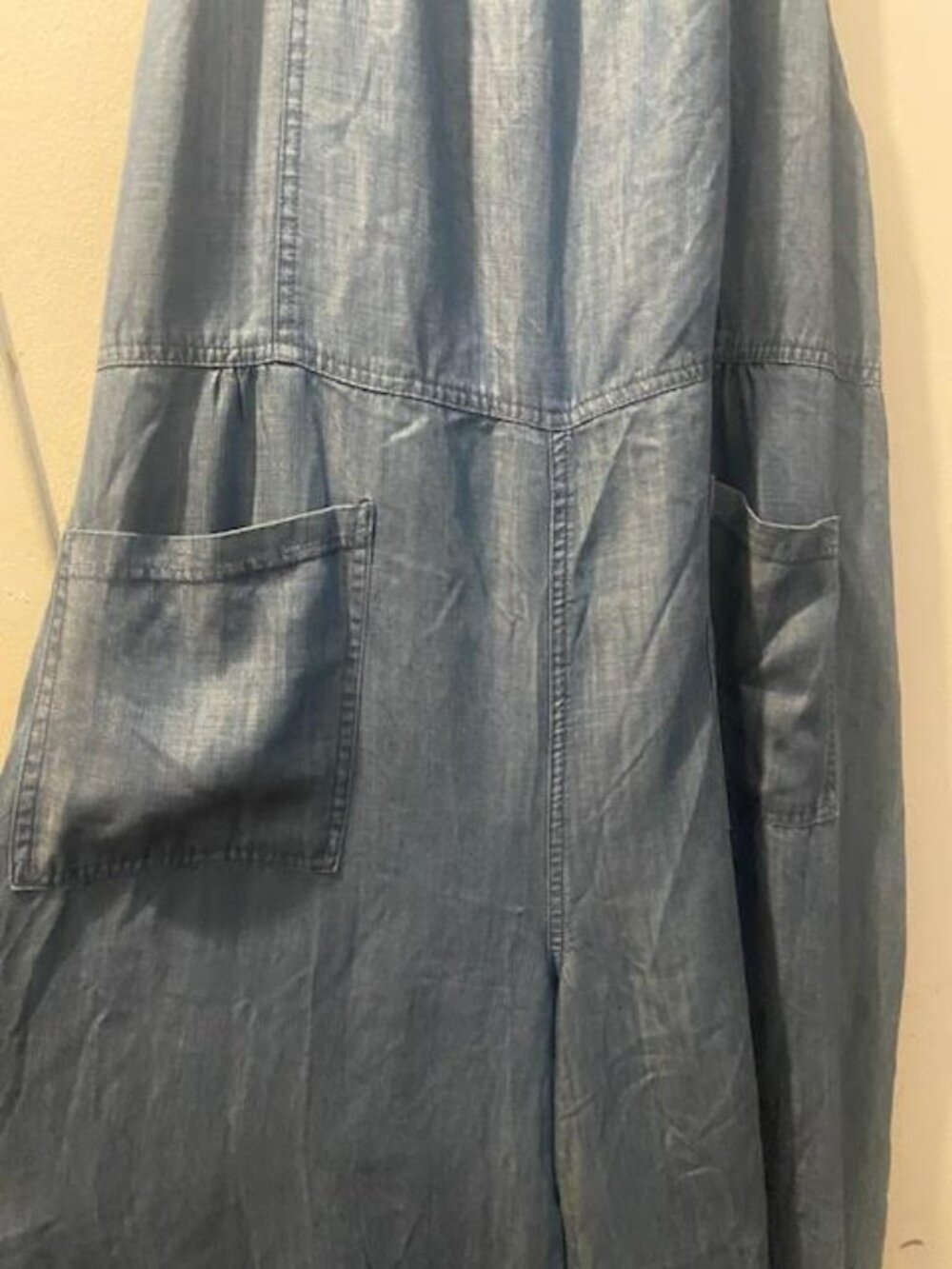 Natural Life Chambray Wide Leg Jumpsuit Size Large Boho Pockets - Picture 4 of 9